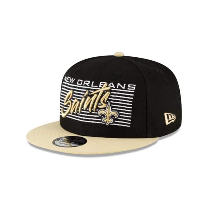 NFL New Orleans Saints Retro 9Fifty Snapback (TXU7378) - Black New Era Caps